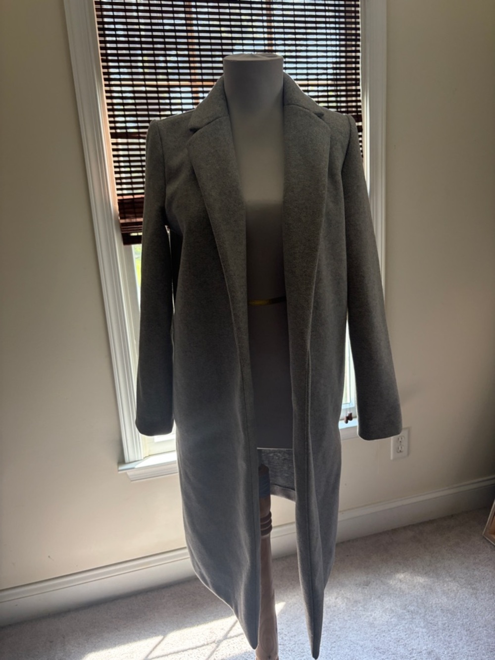 Zara Long Open-Front Grey Light Jacket Size Small Like New!
